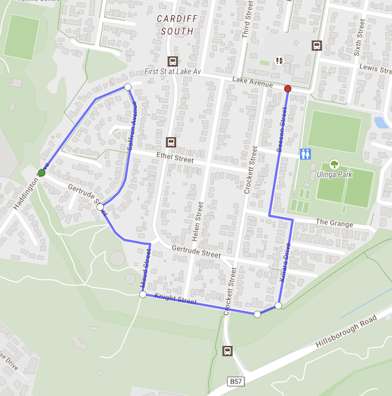 Map view of the route